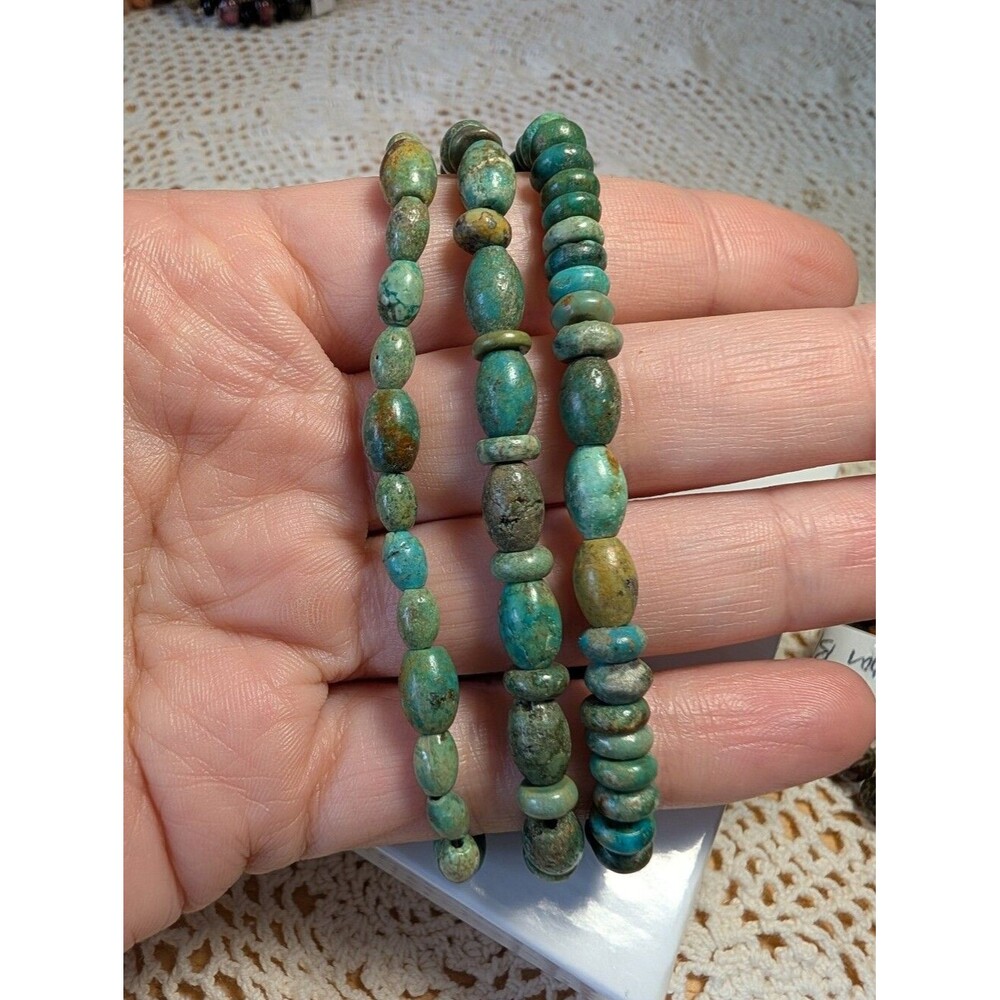 7" Handcrafted Genuine Turquoise Stone Bracelet Stack • Alaska